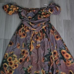 SHEIN Floral Maxi Dress - Brown and Yellow